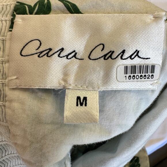 Cara Cara White Green Floral Midi Dress MEDIUM Ruffle Cottagecore Designer $525 - Picture 14 of 14